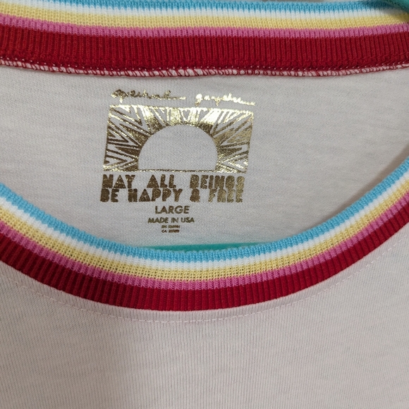 Spiritual Gangster "We are stronger together" rainbow gold cream Tshirt size L - Picture 3 of 7